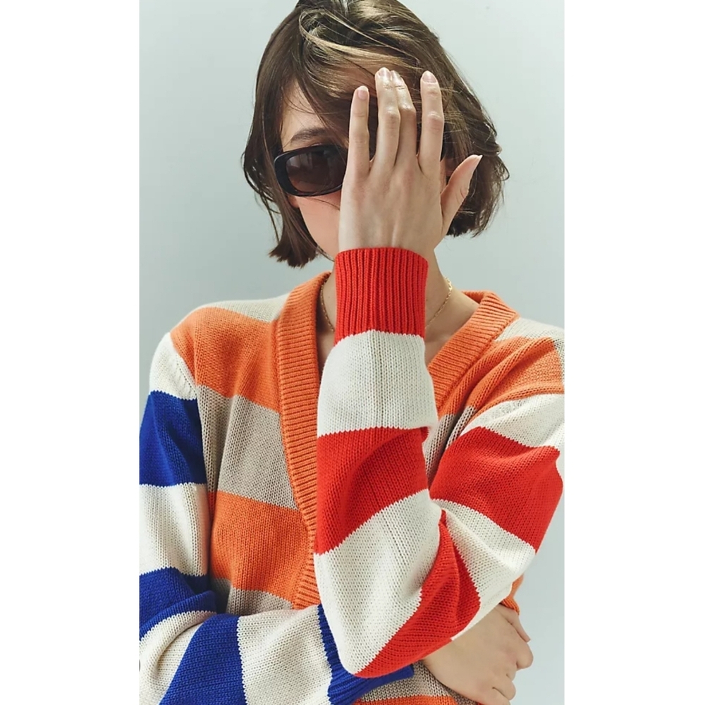 Kule The Remus Striped Oversized Sweater Cardigan Size Small In Multicolor